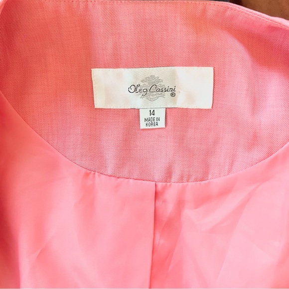 Oleg Cassini Salmon Pink Long Blazer Upper Buttons Workwear Professional Coat 14 - Picture 3 of 10